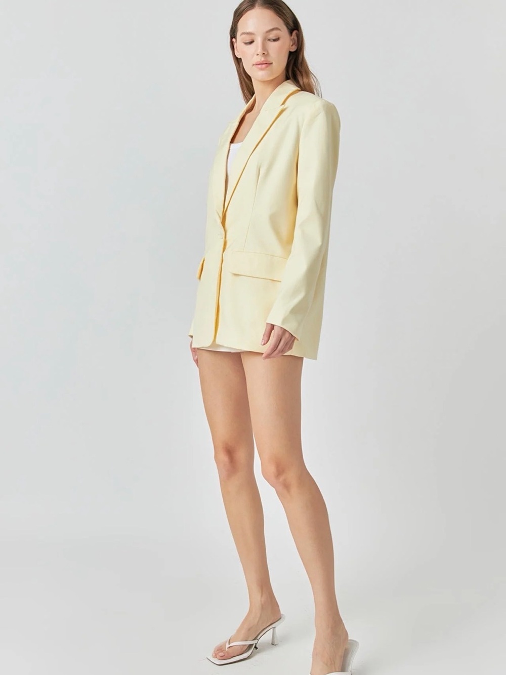 Women's Pale Yellow Blazer Jacket